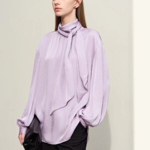 Spring Women Blouse New Light Luxury Stand Collar